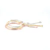 Sier Plated Charms Armband 3mm Chain Justerbar Fit Gold Rose Bangle Armband Kvinnliga julfest födelsedagspresent BR020