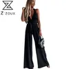 Frauen-Jumpsuit V-Ausschnitt Ärmellose Bandage-Strampler Frauen Hohe Taille Breites Bein Plus Size Sommer S 210513