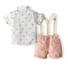 Baby Boy Kleidung Sets Infant Neugeborenen Jungen Kleidung Shorts Ärmel Tops + Overalls 2PCS Outfits Sommer Bebes Kleidung Gentleman anzug G220310