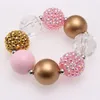 Fashion Baby Kids Chunky Bubblegum Necklaces With Rhinestone Crown Pendant Cute Girls Necklace Bracelet Jewelry Gift