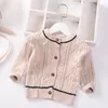 Crianças de malha cardigan menino camisola 2021 primavera outono novo o-pescoço camisolas de bebê crianças crianças bebê casaco sólido 0-5Y Y1024