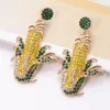 Corn Crystals Drop Earrings Shiny Rhinestone Dangle Earrings Metal Ear Rings Jewelry Accessories For Women Party Gif