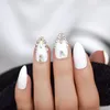 False Nails Diamond Almond Pure White Medium Nail Colorful Brilliant Design Tips Plastic Artificial Finger Prud22