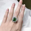 Cluster Rings 2021 S925 Sterling Silver Ring Luxury Emerald Cut Inlaid 9*11 Zircon Jewelry Female