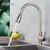 Senslesen Mathed Nickle Кухонный кран вытащить кухонную кран Два водопроводных режима водой Одноручный палуб монтируемый водяной смеситель 210724