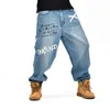 Autunno Inverno Allentato Grandi Uomini di Grandi Dimensioni Ballerino Hip Hop Parkour Jeans Larghi Street Fashion Blu Denim Pantaloni Maschio Streetwear 210518