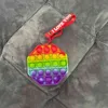 Rainbow Pioneer Fidget Toys Push kluczowy łańcuch jabłkowy kolorowy silikonowy dekompresja dla dzieci prosta pucha Pandent G5204326