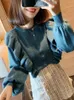 Knitted women's autumn and winter Korean style loose bottoming temperament double ruffled sweater 210416