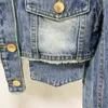 HIGH STREET Fashion Stylish Designer Jacket Women's Fringed Crop Denim Short 210521