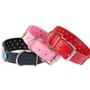 Colliers pour chiens laisses 2 pouces de large collier en cuir clouté à fleurs collier pour animaux de compagnie rose pour chiens moyens et grands M L XL noir rouge