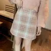 Heliar Women Tweed Plaid Kjolar Kvinna Bodycon Wide Leg Highstreet High Waist Vintage Mini Skirt Vår 210619