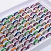 Bulk lots 50 stks gemengde heren band ringen vrouwen kleurrijke kat oog rvs ringen breedte 7mm maten geassorteerde groothandel mode-sieraden
