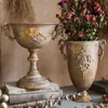 Classical Goblet Flower Vintag Vase Flower Pot Retro Wrought Iron Flower Arrangement Gold Candlestick Vase Decoration Home 210623