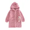 Barnens nattklänning Långärmad Hooded Boys Homewear Winter Warm Flannel Toddler Girl Bathrock 3-15Y Höst Kids Pyjamas 211109