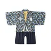 MELARIO Infant Boys Roupas Primavera Verão Mangas Longa Macacão Bebê Estilo Japonês Imprimir Floral Impresso Kimono Macacão 210412