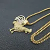 Pendants Necklace Hip Hop Bling Iced Out Gold Color Stainless Steel Cock Rooster Necklaces for Men Rapper Jewelry Accessories3983693