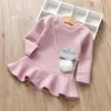 Humor Bear Girls Robe Automne Hiver Princesse Filles Robes Mode Cartoon Stripe Enfants Robe Vêtements pour enfants 2432 V2