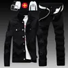 2024 Jongens Nieuwe Heren Jas Broek 2 Stuks Set Gaten Denim Jas Jeans Broek Casual Hsome Mannelijke Herfst Slijtage maat S-XXL Q X0909 Sport Hot