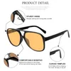 Square Sunglasses Women 2021 Vintage Brand Oversize Women's Sun Glasses Black Gradient Female Men,s Oculos UV400 Oversized Double Nose Bridge Yellow lens Ss444