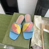 2021 Designer sandalen platte bodem dames slippers 2021 zomer mode sandaal banket lederen schoenen casual g metalen gesp grote maat SLI