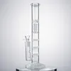 Klare blaue grüne Wasserpfeifen Triple Comb Perc Heady Glass Beaker Bong Oil Dab Rigs 18,8 mm weibliche Gelenkwasserpfeifen mit Schüssel HR316