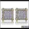 Orecchini per stalloni per uomini ghiacciati CZ Diamond Zirconia Orecchie dell'orecchio da donna Earing Orening Man Hip Hop Gioielli hiphop Gioielli maschi di moda maschio Jeweller288b