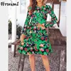 Boże Narodzenie Dresses dla kobiet Moda Drukuj Jesień Zima Z Długim Rękawem O Neck Midi Damska Dress Plus Size Vestido de Mujer 210513