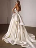 Ivory Wedding Dresses Strapless Neck Peplum Bridal Gowns With Detachable Sleeves Plus Size A Line Sweep Train Satin Vestido De Nov1917