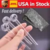 STOCK IN USA 4inch Glass Oil Burner Pipes Mini Small Hand Oil Nail Pipe Smoking Accessories Fast Delivery!