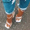 Pzilae estate donna sandali nero bianco papillon scarpe da donna punta quadrata cinturino alla caviglia scarpe tacchi alti donna taglia 41 210715