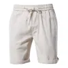 Aiopeson 100% bomullslinne Mäns Shorts Solid Färg Högkvalitativ Sommar Hem Slitage Shorts För Män Beach Board Shorts Men 210720
