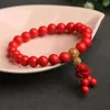 Kralen strengen natuurlijke echte rode jasper ronde semi-legale stenen cinnabar kralen armband voor vrouw mannen yoga sieraden cadeaus kent22