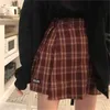 Casual Temel Moda Tüm Maç Ekose Vintage Düzensiz Yüksek Bel Koleji Rüzgar Moda Kadın Kadınlar Mini Etekler 210730