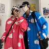 Neploe Summer Men Women Long Sleeve Shirt Japanese Harajuku Cloud Print Oversized Tops Streetwear Woman Blouses Clothes 210422