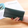 محافظ النسخة الكورية من سعة طويلة للسيدات ملونة صلبة Litchi نمط الهاتف المحمول حقيبة محفظة