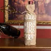 3スタイルのギフトラップ夫人ワインボトルカバージュートギフトバッグ素朴な結婚式の装飾記念党の装飾