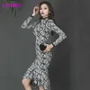 Autumn and winter Korean retro fashion temperament ladies lace bottom fishtail dress Knee-Length Zippers 210416