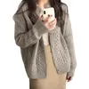 Осень зимний стиль кашемировый свитер кардиган женские свободные ленивые O-шеи поворотные кардиганы вязаный пиджак 211011