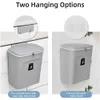 9L Hanging Trash Can for Kitchen Cabinet Door with Lid Small Under Sink Garbage Bin Wall Mounted Counter Waste Compost Bins 210827