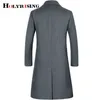 HOLYRISING Men Long wool coat Thicken Men's trench coat Men's cashmere coat High-quality Woolen Overcoat Long Parka 19036-5 211011