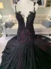 Black Purple Gothic Mermaid Wedding Dress With Sleeveless Sequined Lace Non White Colorful Bride Dresses Custom Made5683763