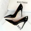 European and American style fashion shoes simple stiletto super high-heeled shiny patent leather shallow mouth pointed sexy thin women's