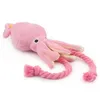 Juguete de calamar de dibujos animados para perros, pulpo, BB, mascota de peluche, juguetes de cuerda para cachorros, juguetes con chirrido rosa, suministros para mascotas