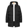 Homens inverno quente espesso cor sólida cor parka casaco impermeável jaqueta com capuz outono moda casual 211104