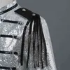 Mens Shiny Sliver Sequin Glitter Blazer Jacket Nightclub Bar Dance Prom Suit Blazer Men DJ Party Stage Singer Costume Homme 210522