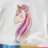 Atlama Metre Varış Prenses Kız Elbise Satan Tutu Parti Bebek Unicorn Elbise Sevimli Yürüyor Doğum Günü Giyim 210529