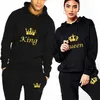 Conjunto de ropa deportiva para parejas King o Queen Trajes con capucha impresos 2 piezas Pantalones con capucha para hombre y mujer 211220