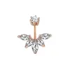 Dangle Flower Body Piercing Jewelry Double-end CZ Belly Button Barbells Zircon Navel Ring with Flowers