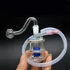 Brûleur à mazout en verre portable Bong Pyrex Petit barboteur recycleur d'eau Bong Mini Oil Dab Rigs avec tuyau de brûleur à mazout plié et accessoires pour fumeurs