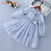 Bear Leader Kids Girls Spring Costumes New Fashion Baby Girl Flowers Appliques Dress Children Wedding Floral Princess Vestidos G1129